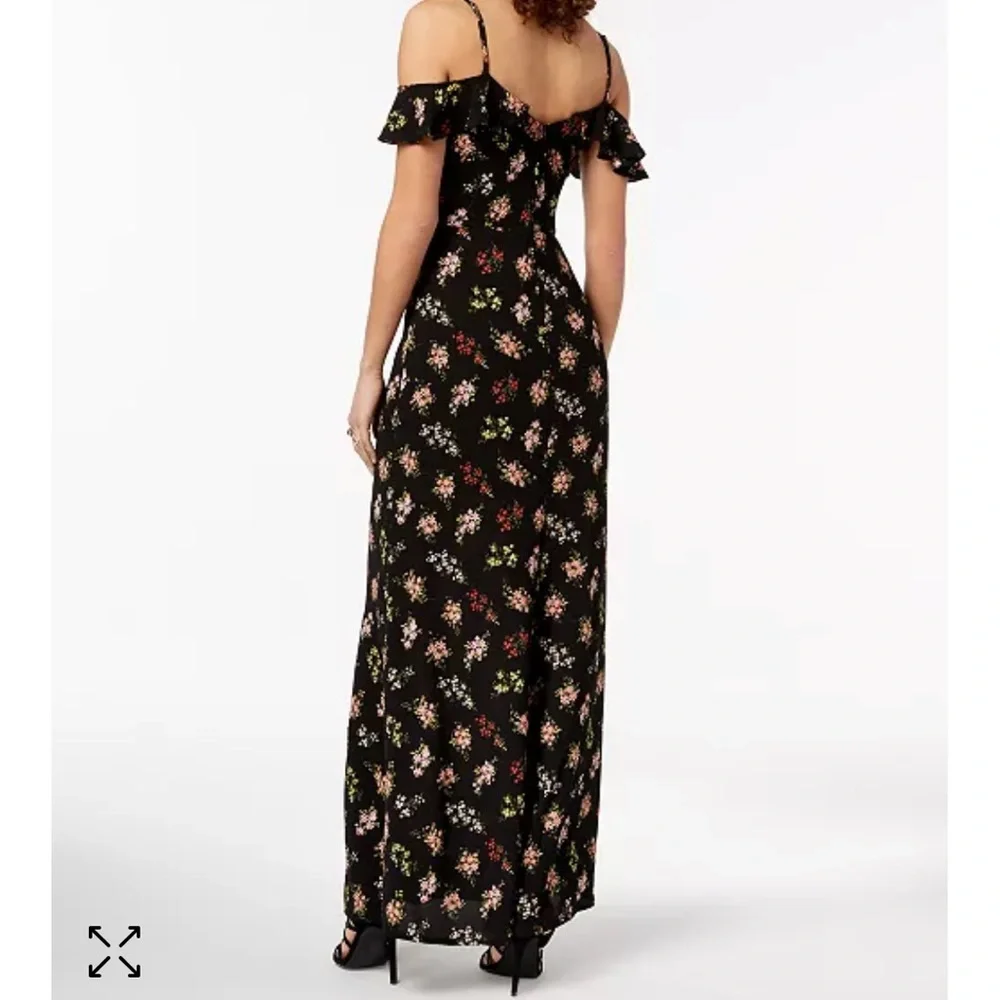 B Darlin Black Floral Off Shoulder Maxi Dress Juniors Size 5/6 Homecoming HOCO - Picture 2 of 8